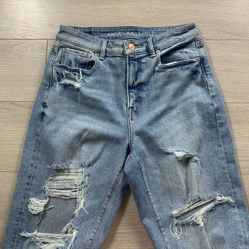 American Eagle AE Distressed High Rise Mom Jeans - Picture 4 of 13